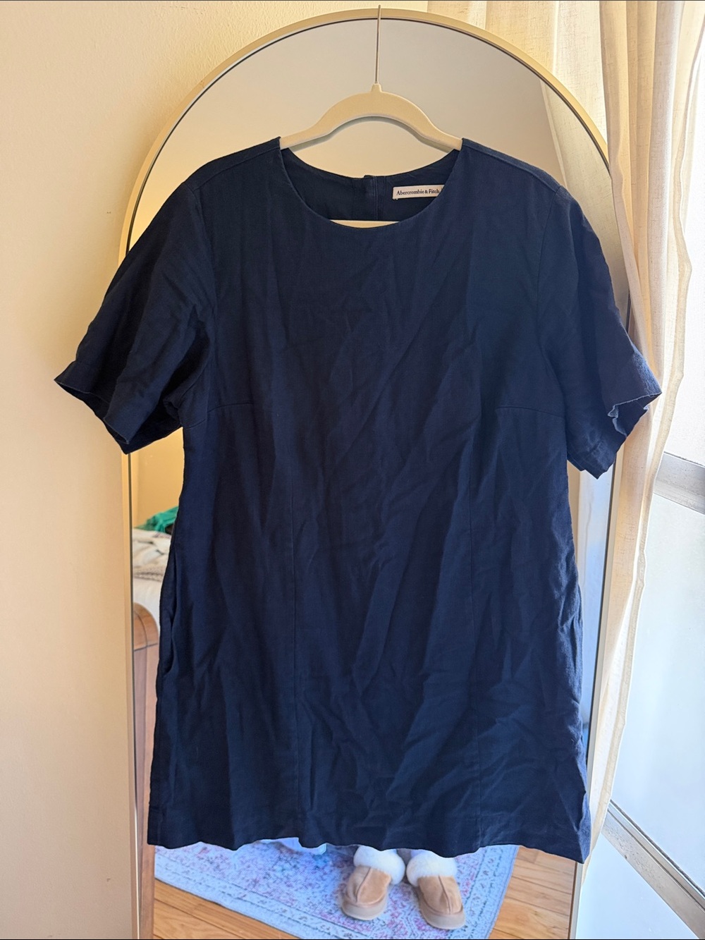 Abercrombie Cotton-Linen T-shirt Dress in Navy
